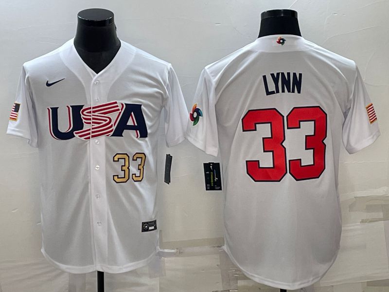Men 2023 World Cub USA 33 Lynn White Nike MLB Jersey3